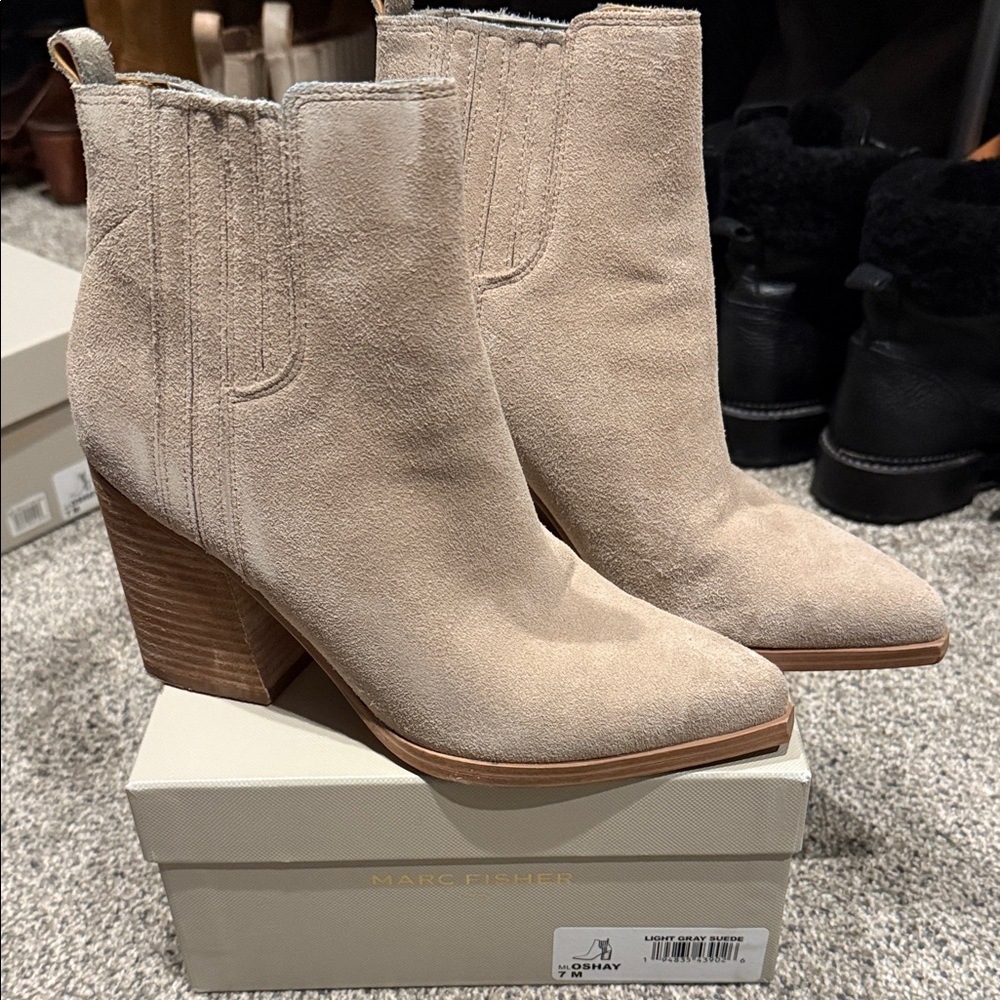 Marc Fisher Women's Beige Suede Heeled Boots